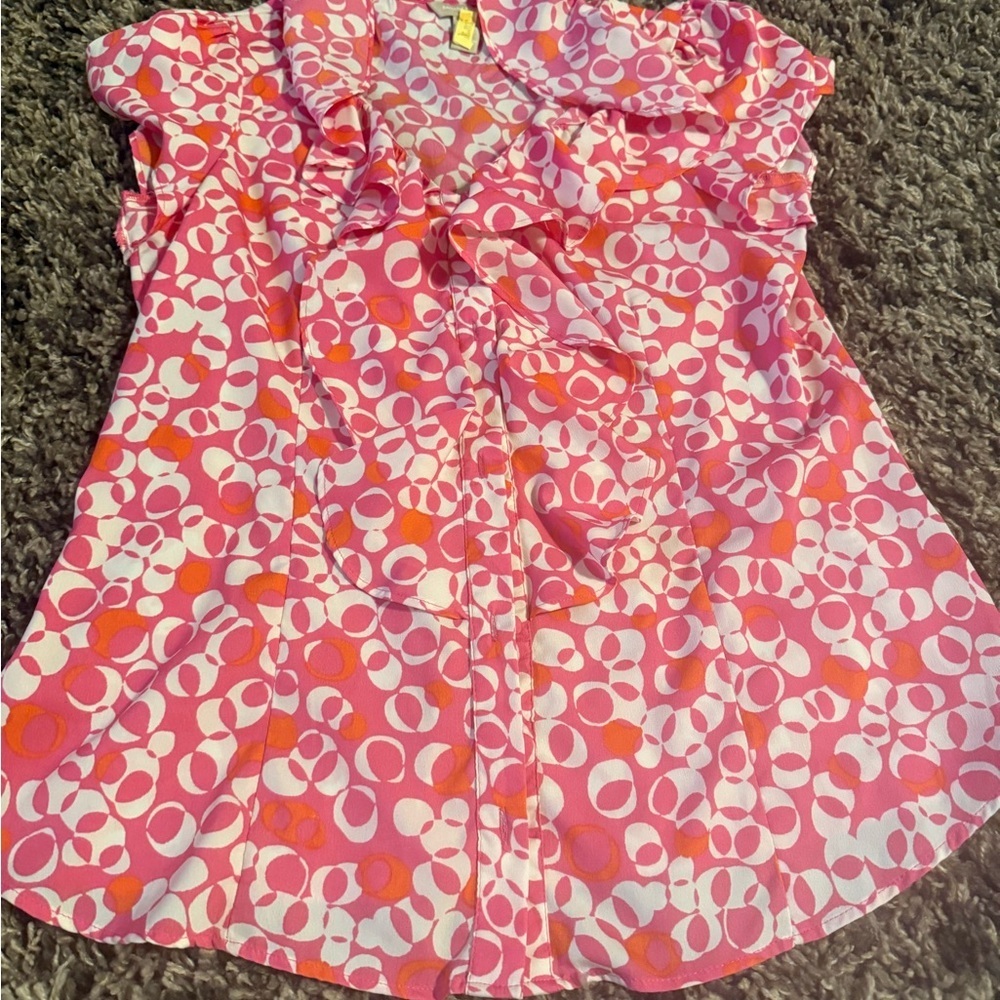 Banana Republic Kids Pink and White Patterned Blouse